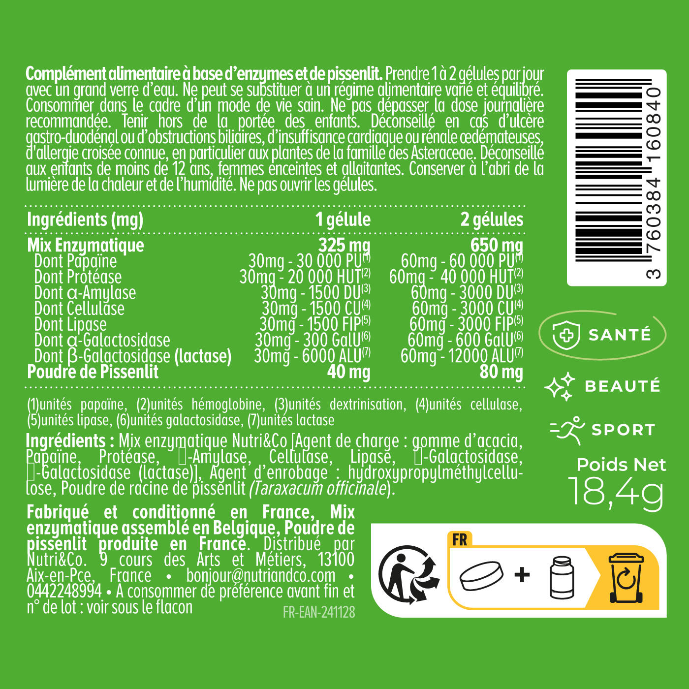 Enzymes Digestives Vegan - Intolérance au Lactose - 40 gélules 2/5