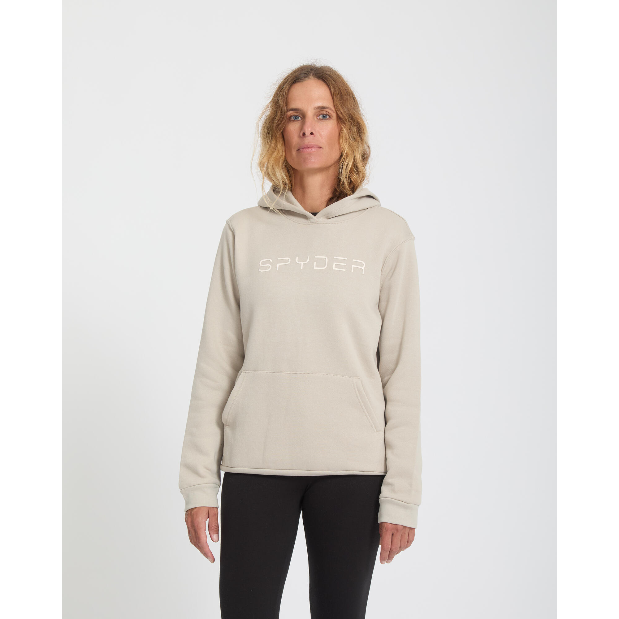 Spyder - Sweatshirt Ski Femme - Wordmark Fleece Hoodie - Pull - Beige - Decathlon