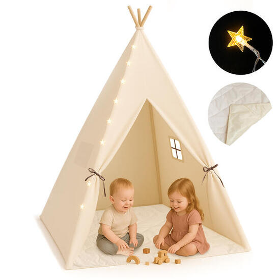 Tenda Tipi per Bambini con Materasso e Luci LED