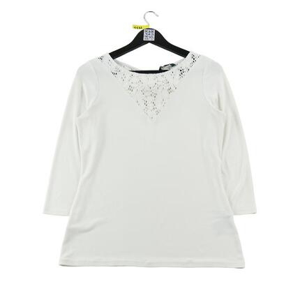Langarm Damen Weißes T-Shirt