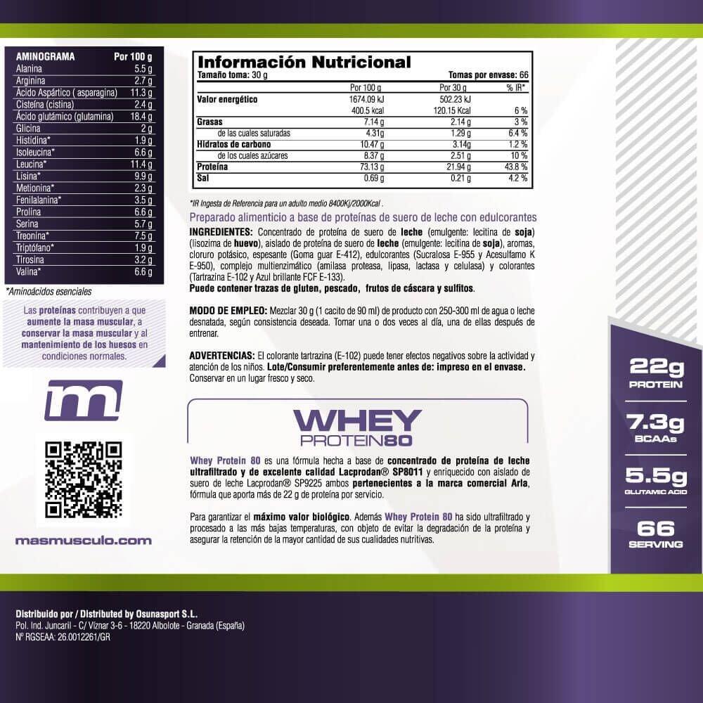Whey Protein80 - 2 Kg Crème De Pistache de MASmusculo 6/6