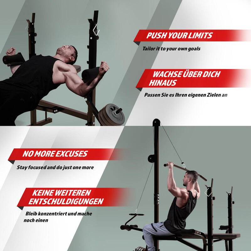 Banca multifunctionala cu scripete pentru tractiuni (lat pulldown) inclus, PHYSI
