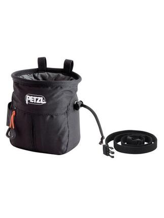 Sac magnésie Petzl SAKAPOCHE noir compact résistant avec cordon et boucle