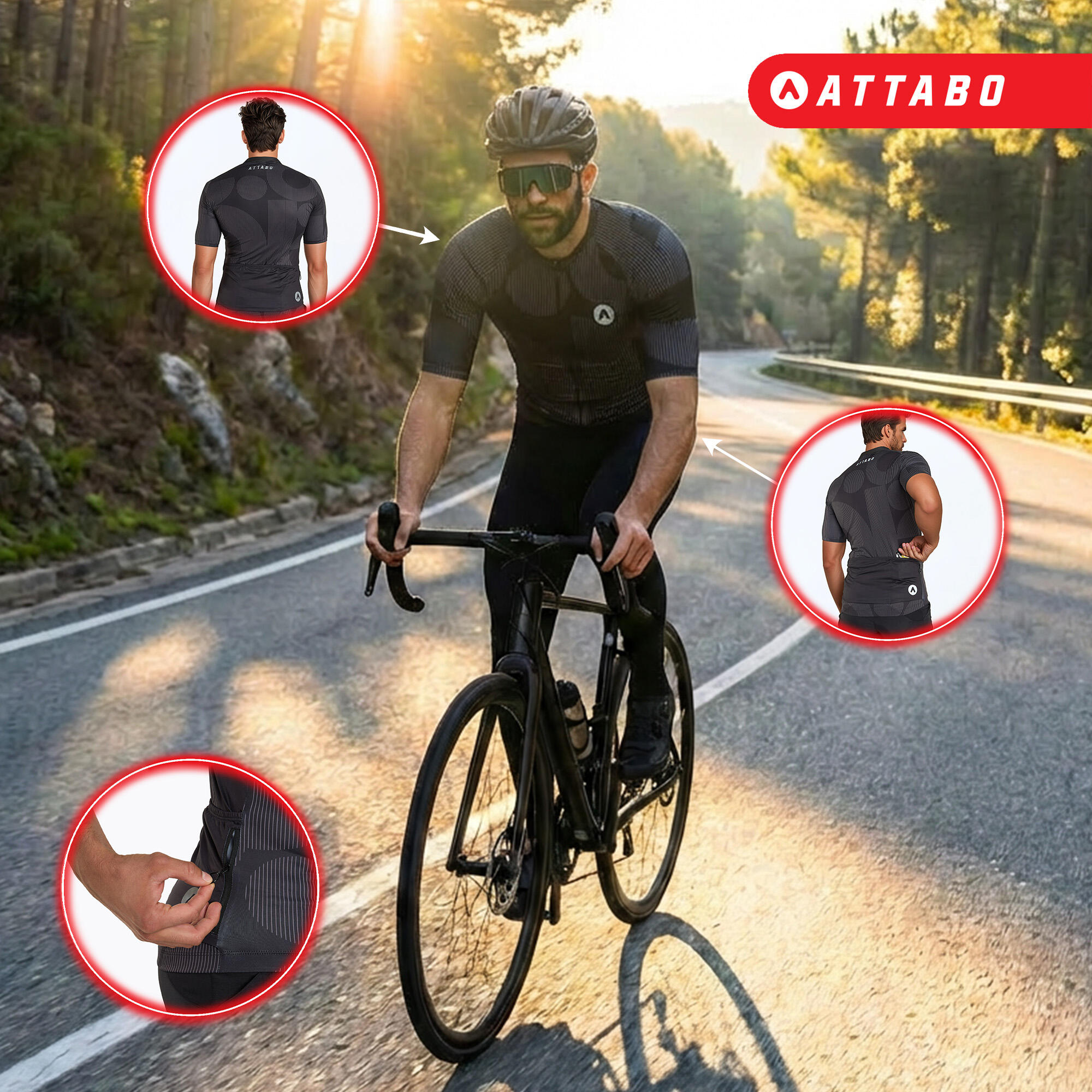 Maillot de cyclisme homme ATTABO Vites 3/6
