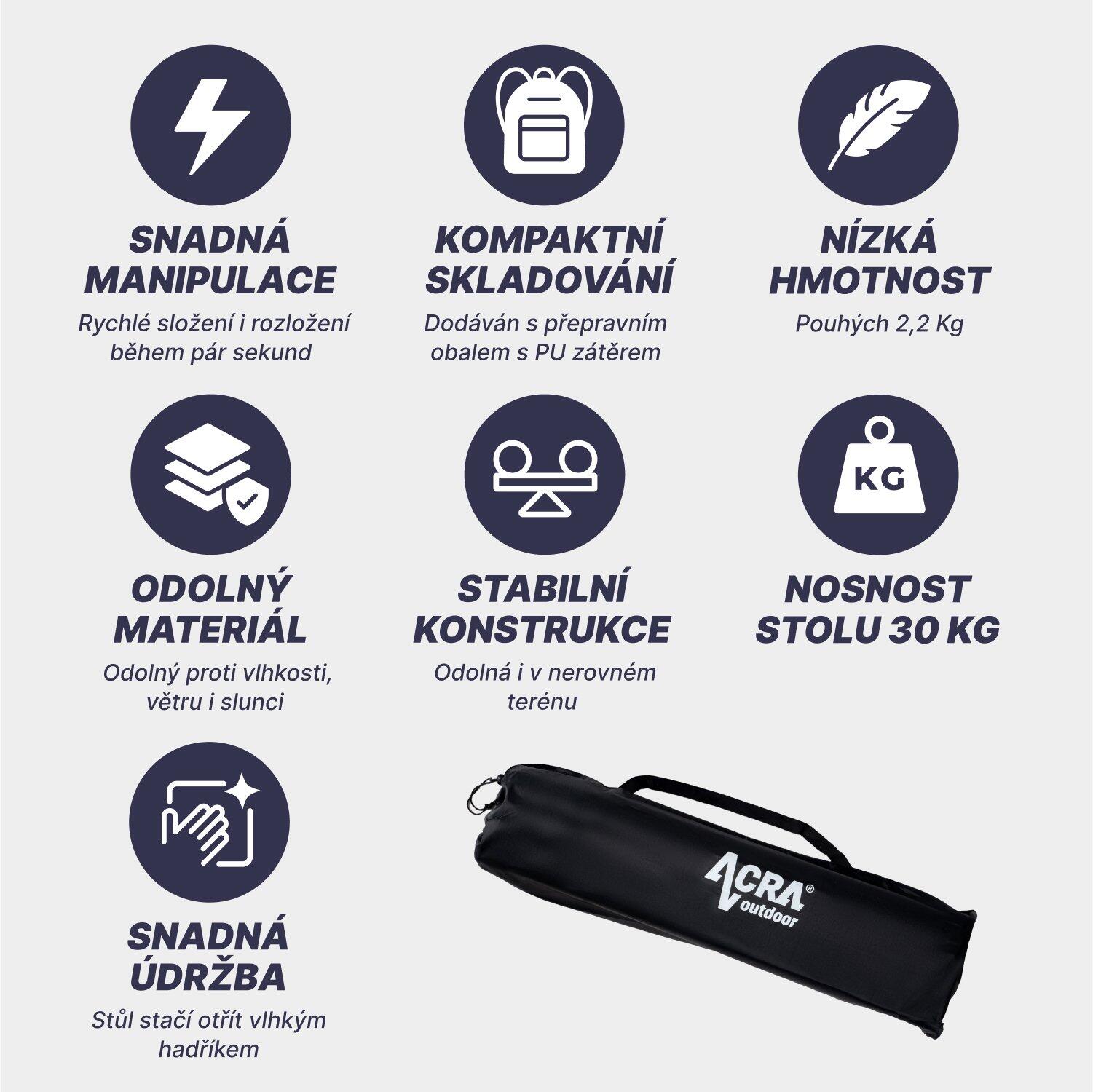 Kempingový skládací stůl C3S - hliník 3/7