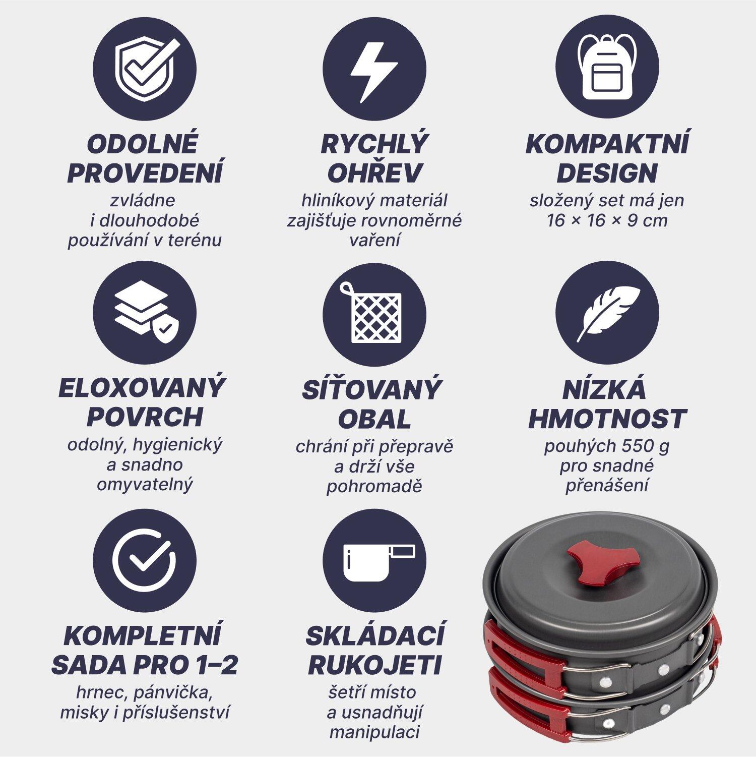 Kempingový set C20, nádobí alluminium pro 1-2 osoby 5/7