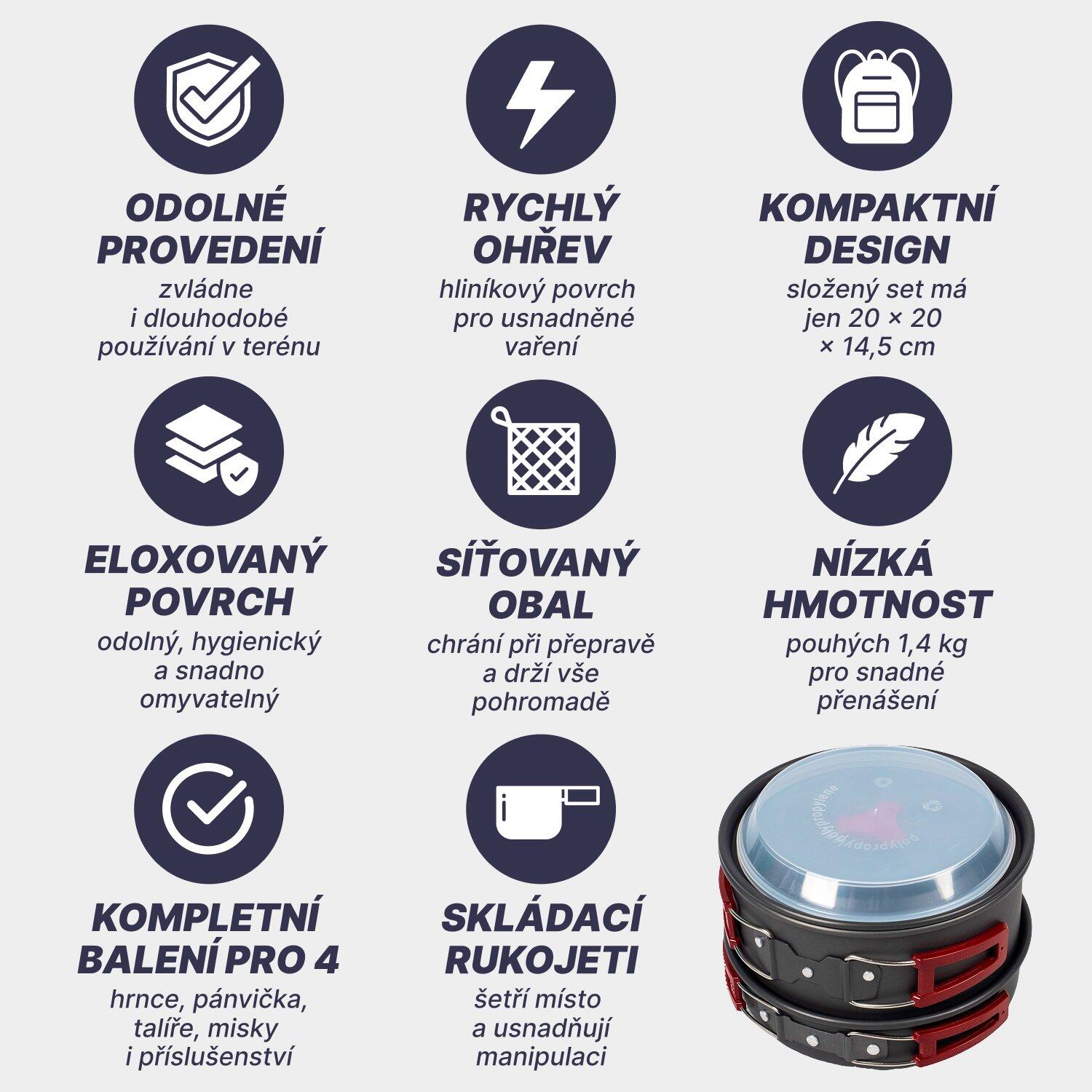 Kempingový set C22, nádobí alluminium pro 3-4 osoby 5/7