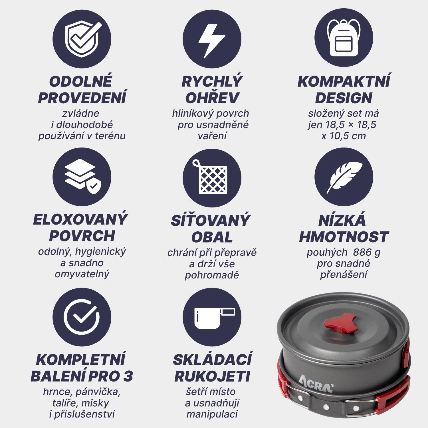 Kempingový set C21, nádobí alluminium pro 2-3 osoby 5/7