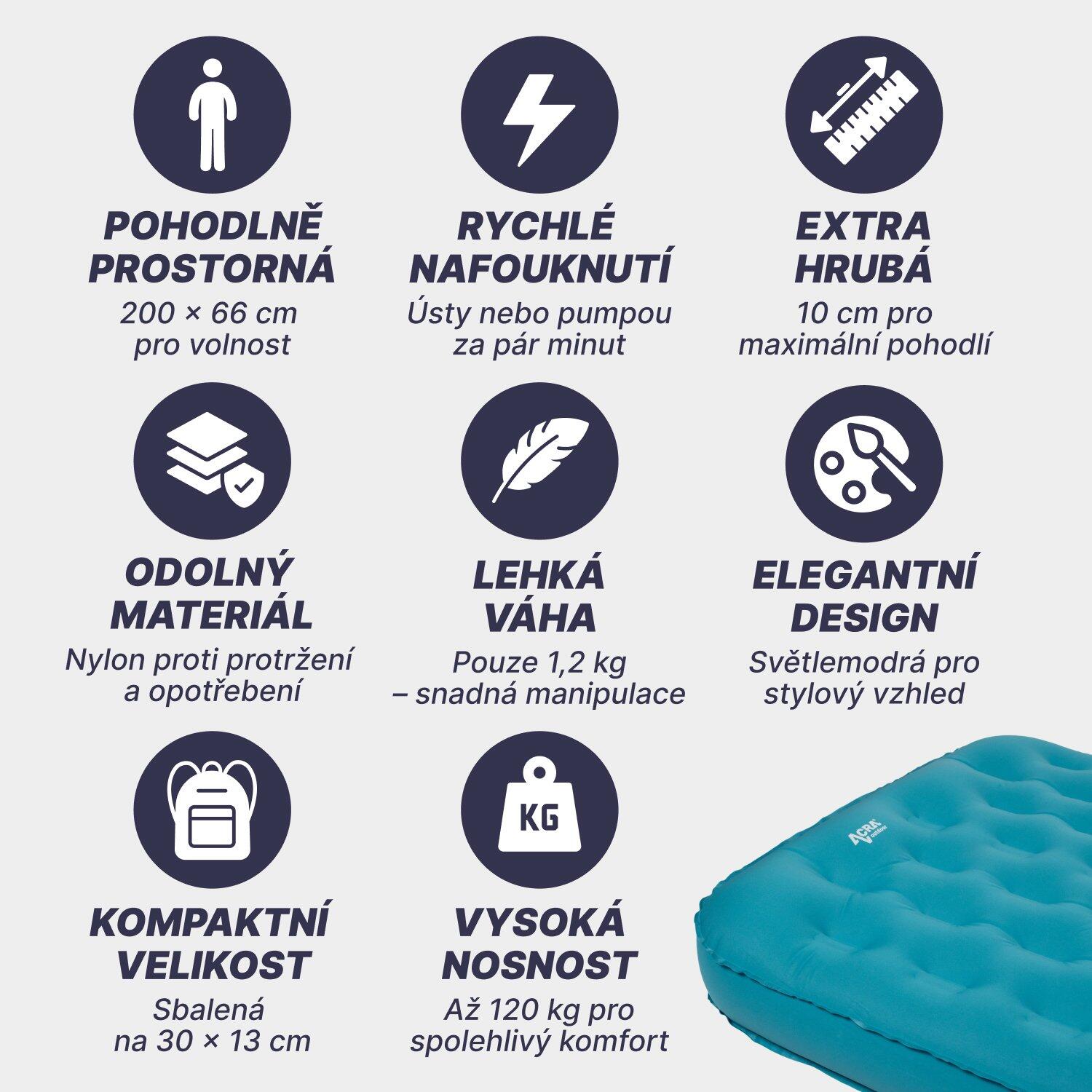 Komfortní nafukovací karimatka L140MO 2/7