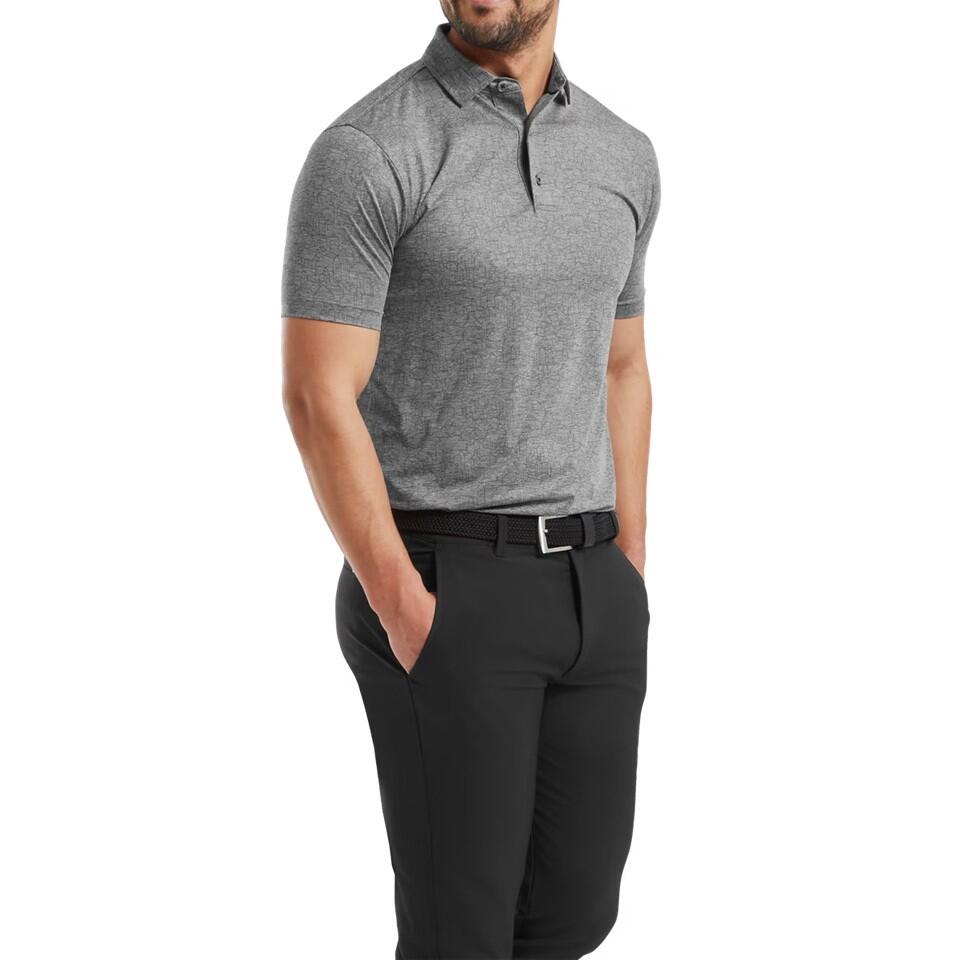 FOOTJOY Footjoy Scottish Town Print Lisle Herren Golf-Poloshirt, Grau