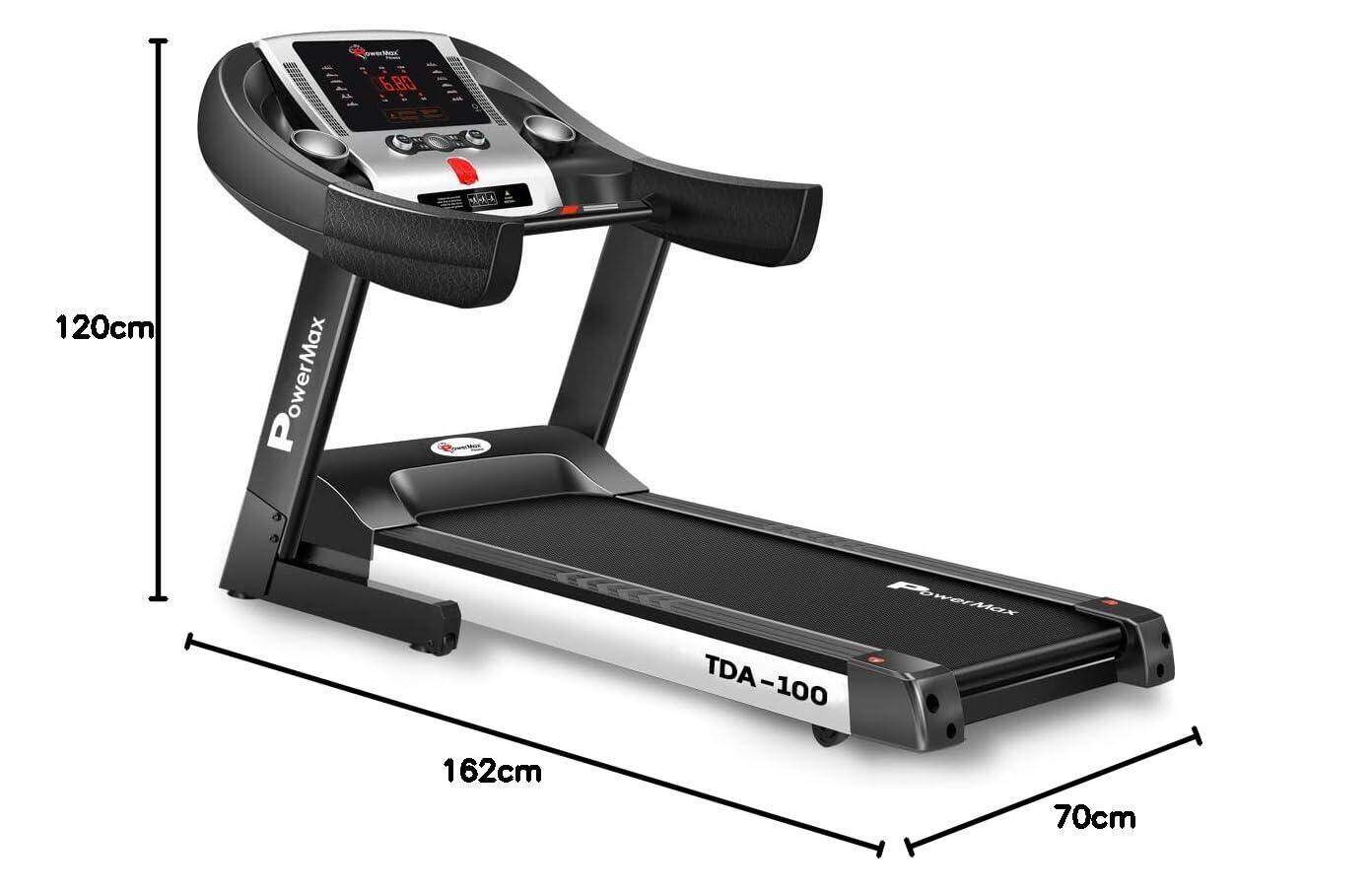 PowerMax Fitness TDA-100 (4HP Peak) Motorised Treadmill for Home Use|Max User Wt. 110KG |15 Level Auto-Incline| Top Speed: 14.8 Km/Hr | Spring Resistance Cardio Machine|Free (DIY) Installation Assist -  3