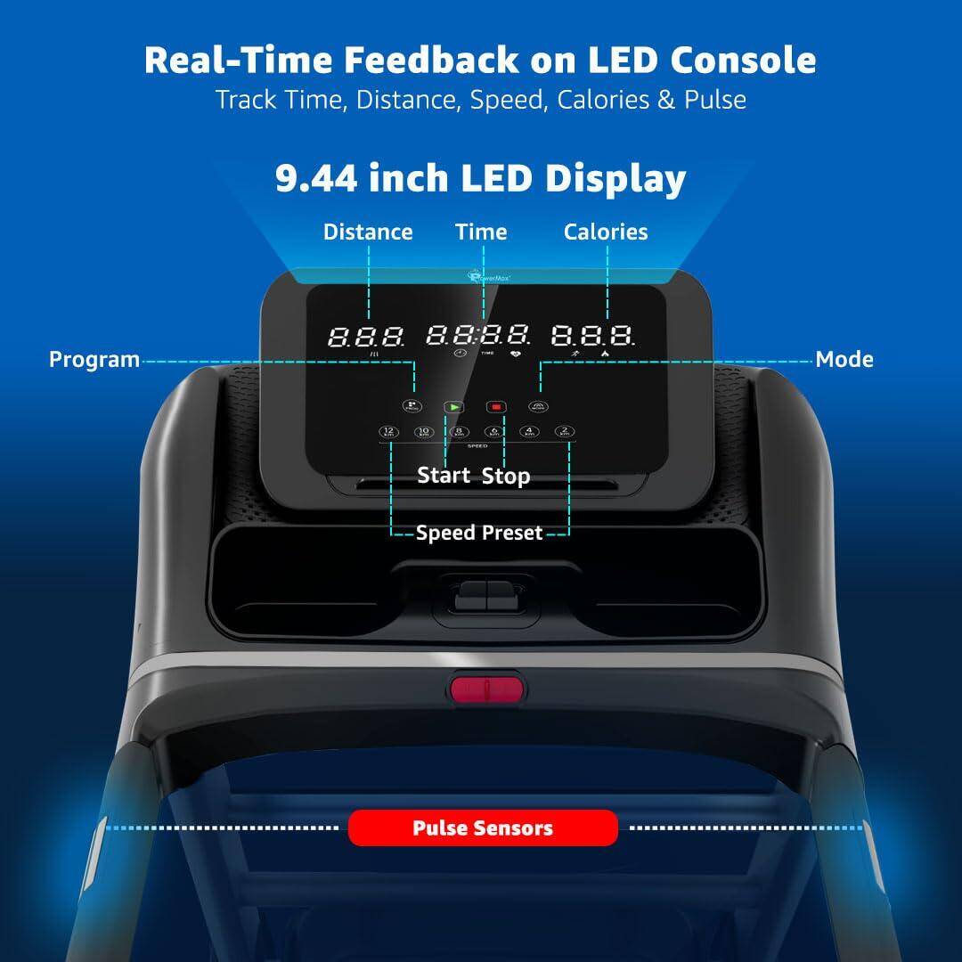 PowerMax Fitness TDA-100 (4HP Peak) Motorised Treadmill for Home Use|Max User Wt. 110KG |15 Level Auto-Incline| Top Speed: 14.8 Km/Hr | Spring Resistance Cardio Machine|Free (DIY) Installation Assist -  4