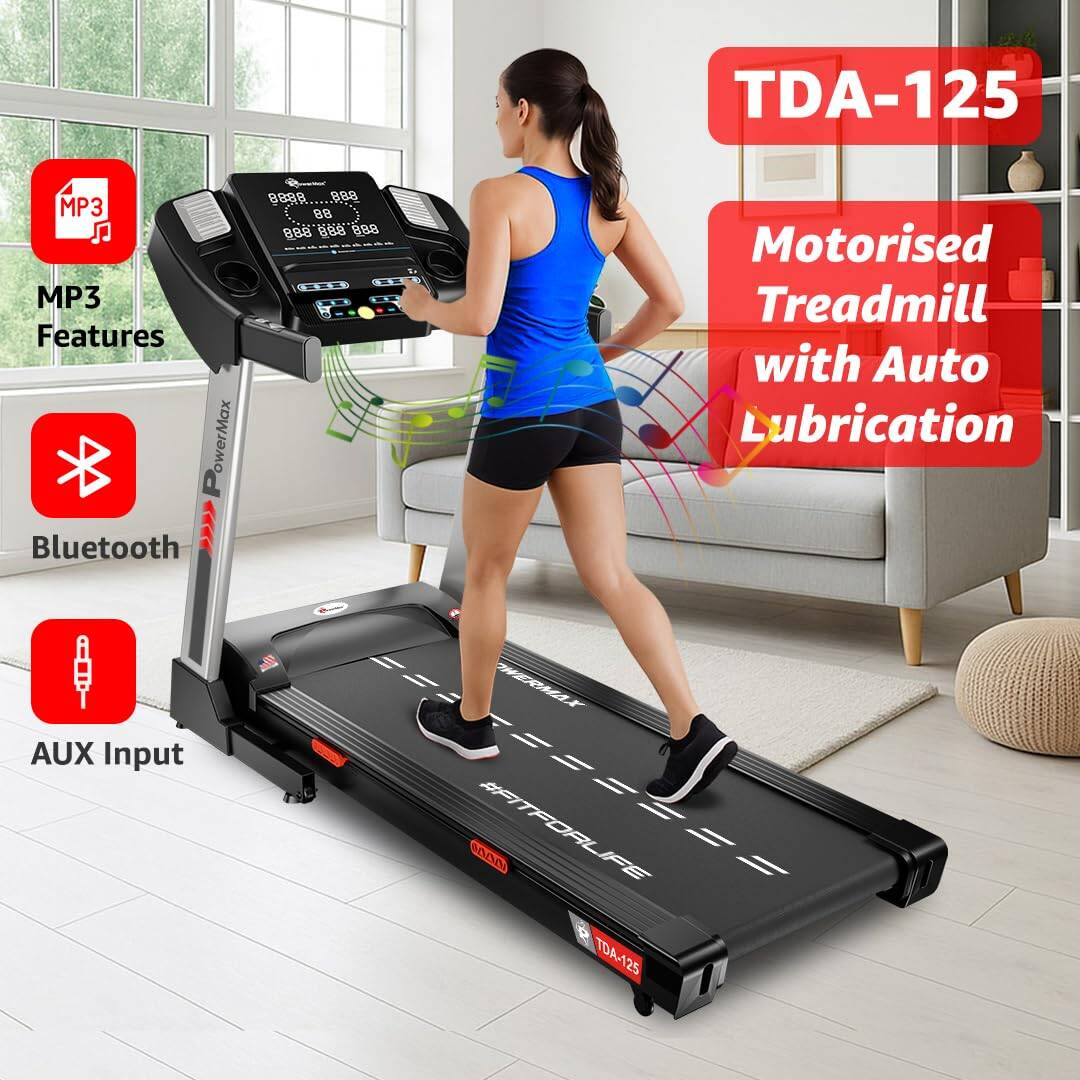 PowerMax Fitness TDA-125 SERIES (4.0HP Peak) Motorized Foldable, Electric Treadmill【LCD Display | BMI | Spring Resistance】Running Machine for Max Pro-Workout by Walk, Run & Jog at Home -  3