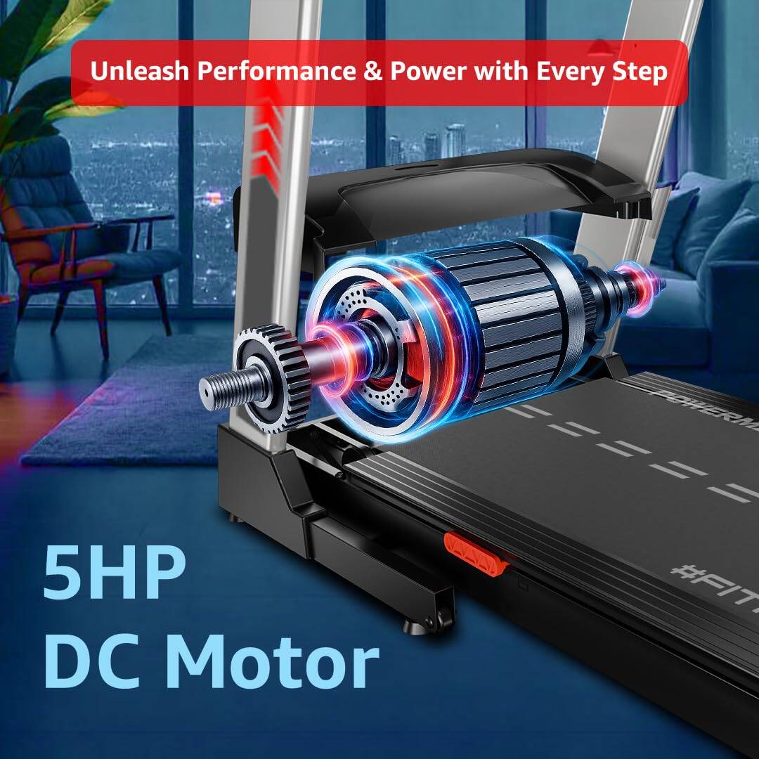 PowerMax Fitness TDA-125 SERIES (4.0HP Peak) Motorized Foldable, Electric Treadmill【LCD Display | BMI | Spring Resistance】Running Machine for Max Pro-Workout by Walk, Run & Jog at Home -  2