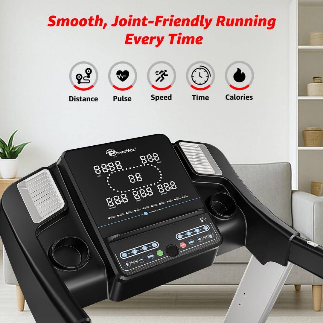 PowerMax Fitness TDA-125 SERIES (4.0HP Peak) Motorized Foldable, Electric Treadmill【LCD Display | BMI | Spring Resistance】Running Machine for Max Pro-Workout by Walk, Run & Jog at Home -  4