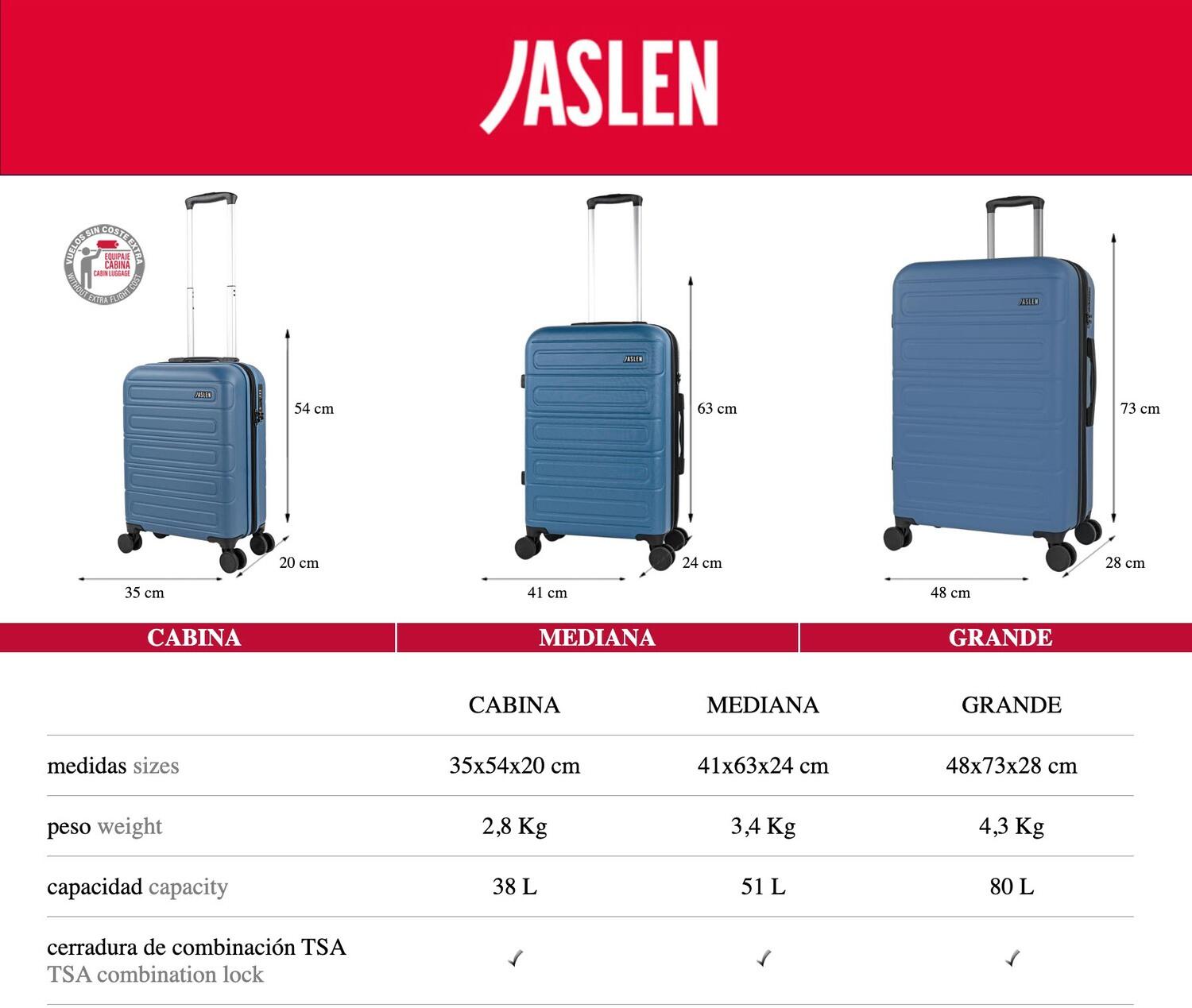 Maleta Abs Mediana 51L Jaslen Toulouse 41X63x24cm 7/7
