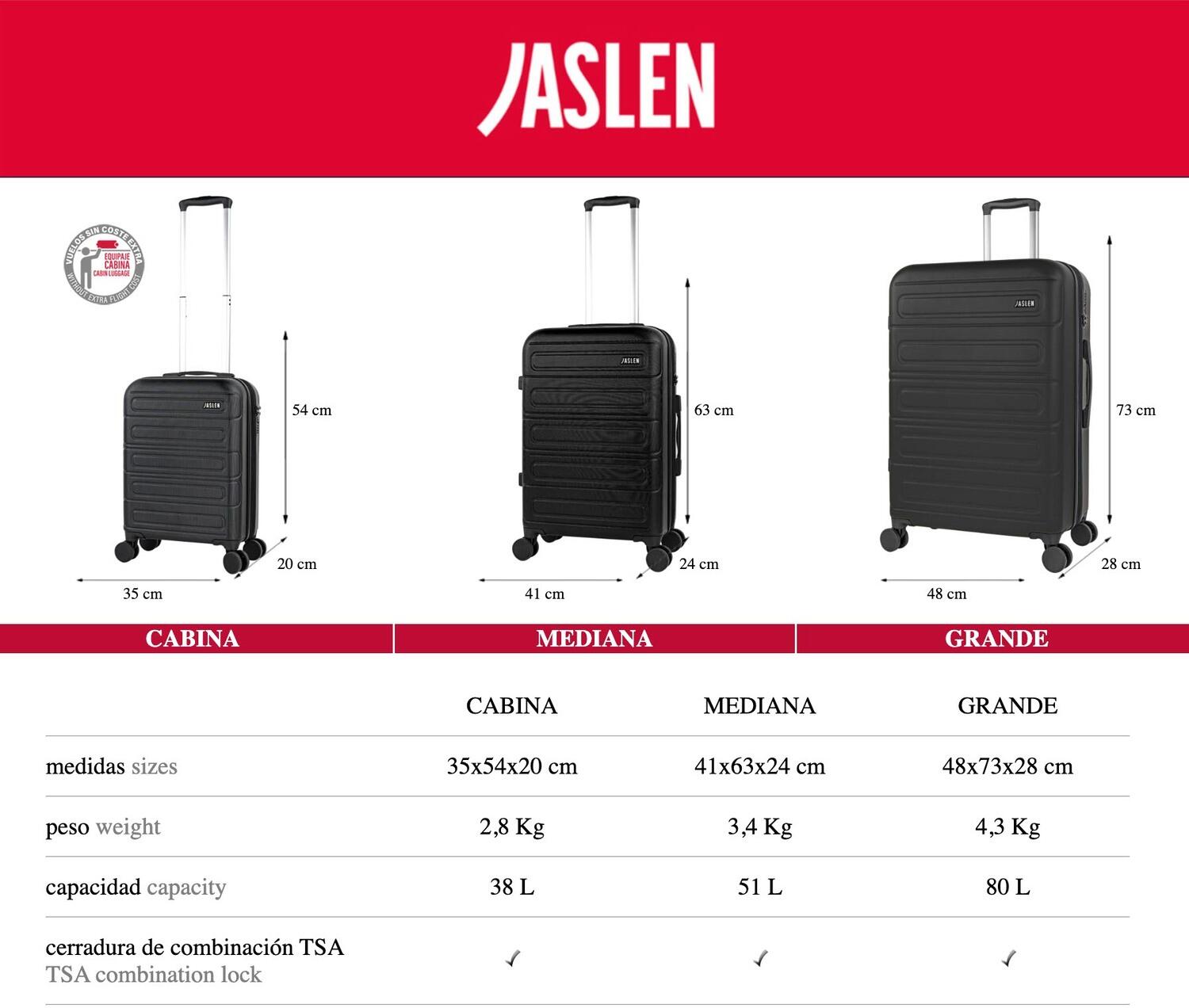 Maleta Abs Grande 80L Jaslen Toulouse 48X73x28cm 7/7