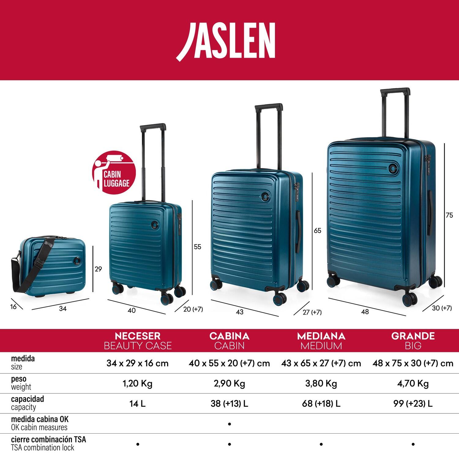 Maleta Abs Pequeña 38L Jaslen Padua 40X55x20cm 7/7