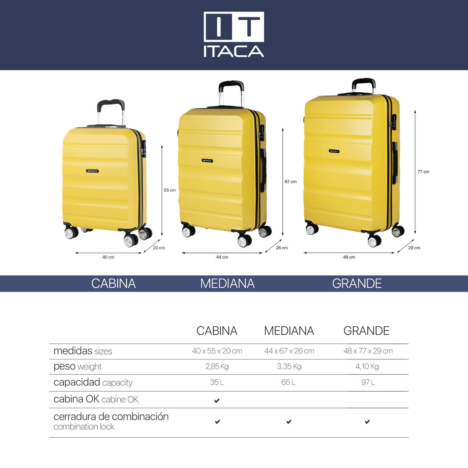 Maleta Abs Grande 92L Itaca Elba 48X77x29cm 6/7