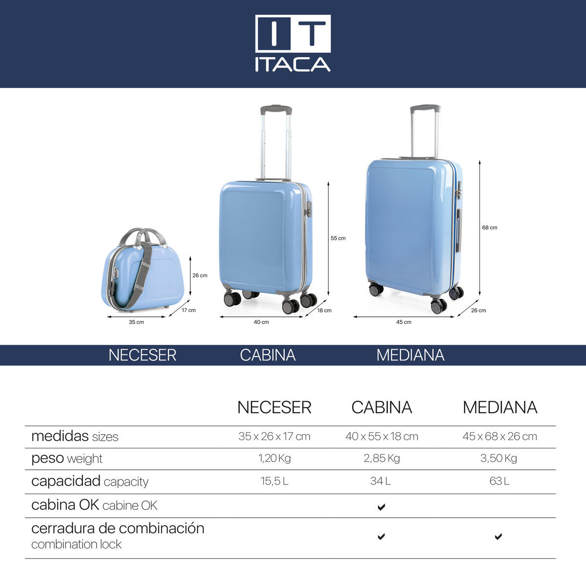 Maleta Cabina Pc Unisex 34L Itaca Stickers 55Cm 6/7