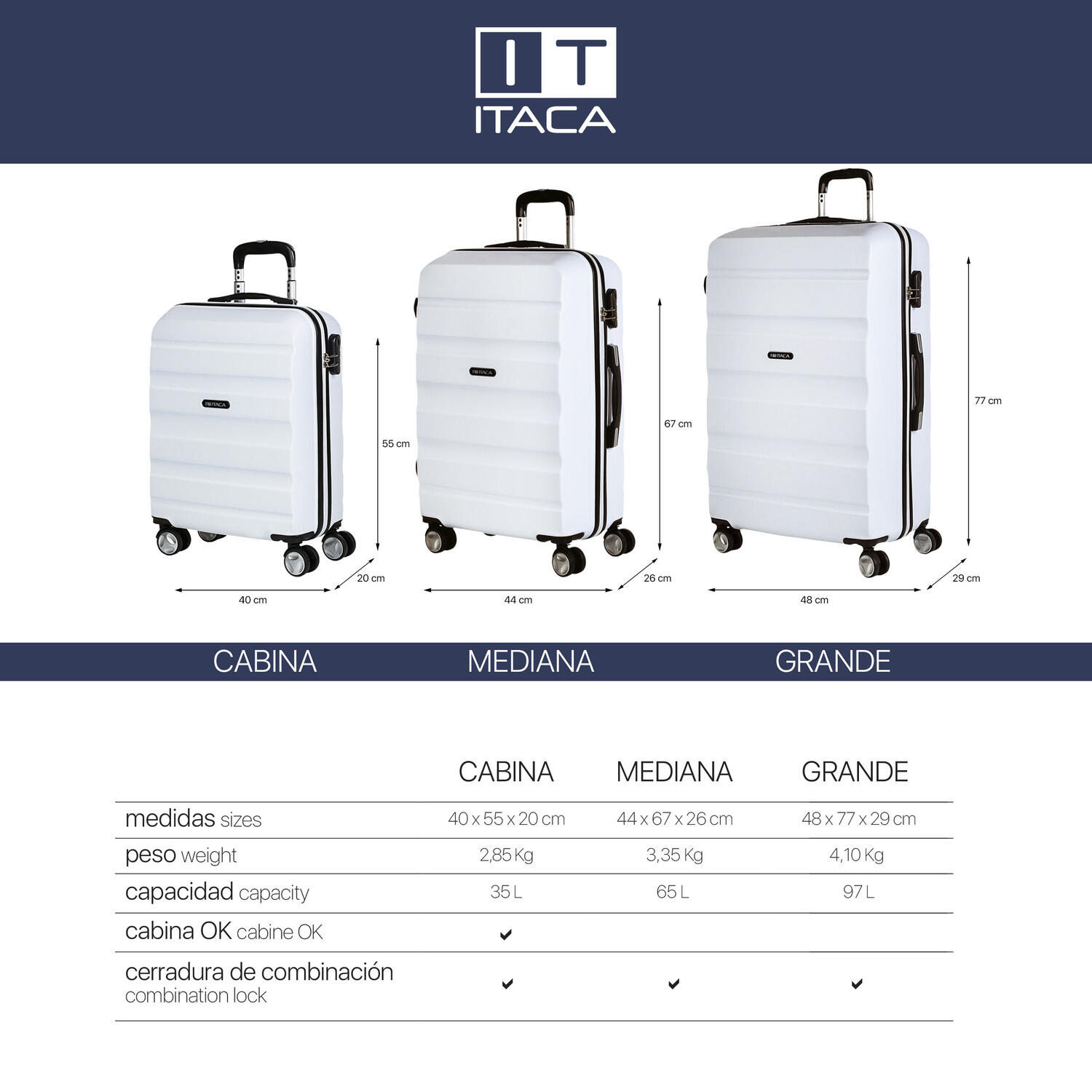 Maleta Abs Grande 92L Itaca Elba 48X77x29cm 6/7