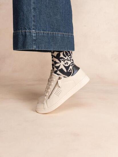 Baskets zippées femme LORAZIP Creme / Marine