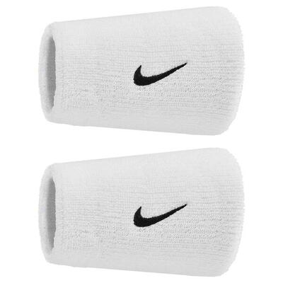 Klassieke swoosh dubbel brede polsband (set van 2) (wit/zwart)