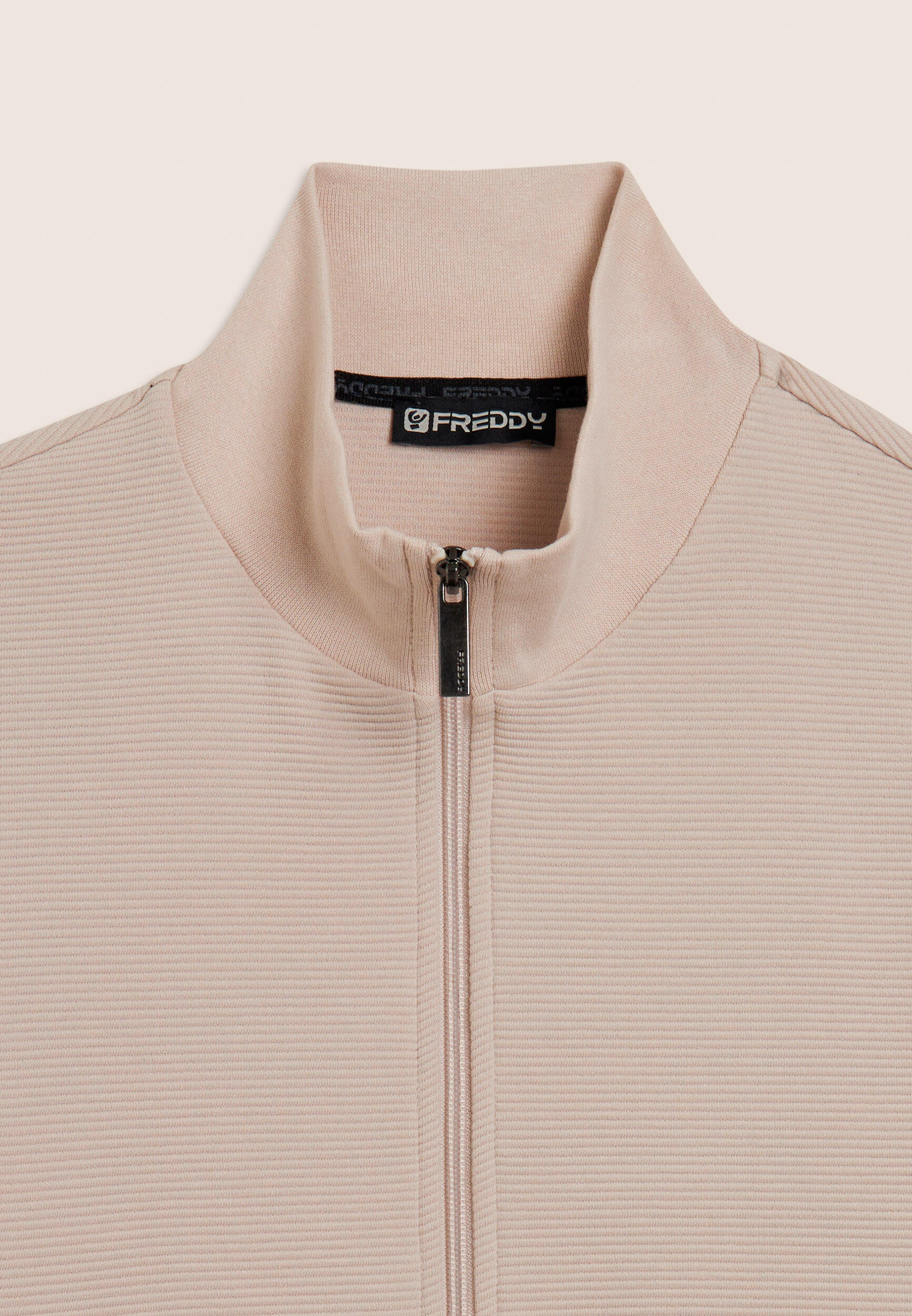 Sweat-shirt entièrement zippé rayé avec imprimé sur la manche 3/3