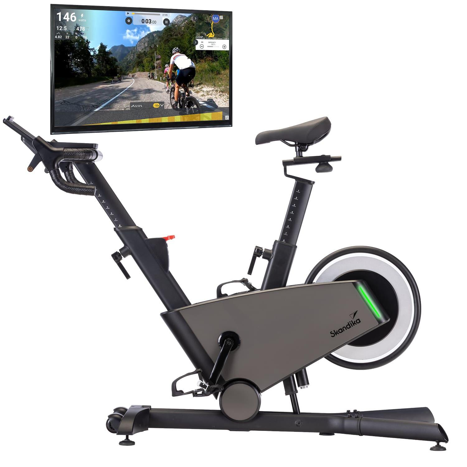 Skandika - Vélo De Biking Kliva 800-s - Vélo D'Intérieur 800w Smart Avec Led Et Inclinaison - Vélo D'Appartement - Noir - Taille Unique - Decathlon