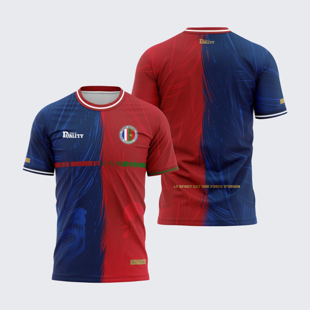 Sense Of Duality - Maillot De Football Binational - France Portugal - Maillot Manches Courtes - Bleu|rouge - Decathlon