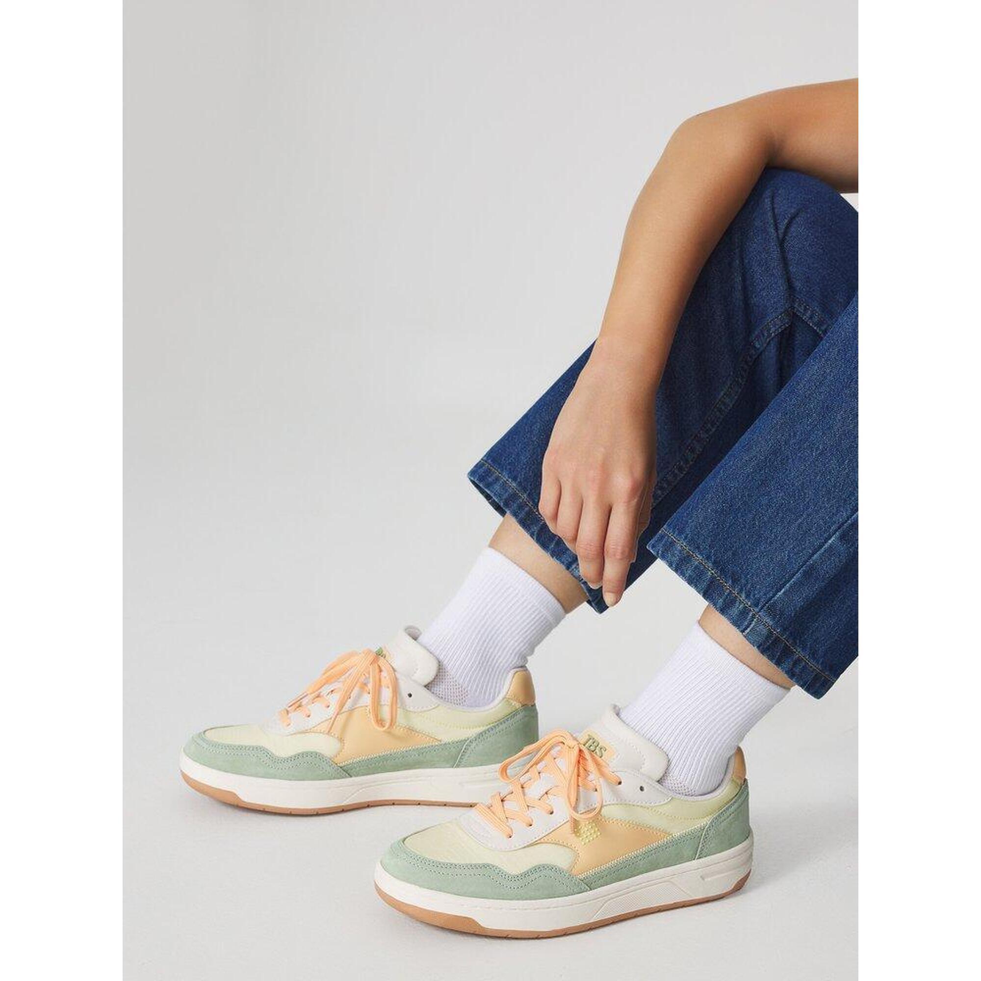 Tbs - Tennis Toile Femme Almeria Multico Mandarine 1973 - Baskets - Beige|orange|rouge - Decathlon