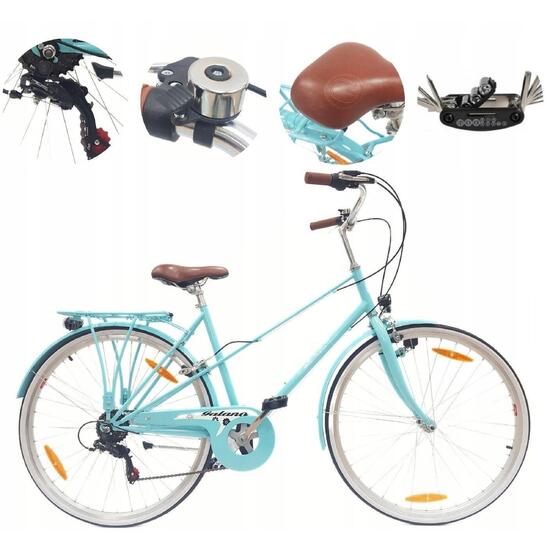 Rower Damski Miejski 28 Bagażnik Stopka Dzwonek Revo Odblask Dynamo Światła