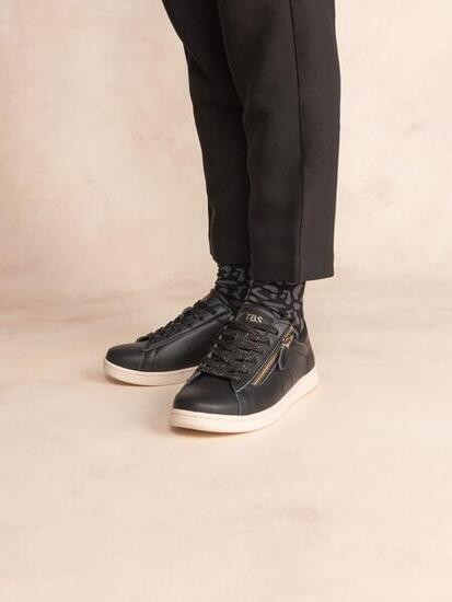 Baskets zippées femme LORAZIP Noir - lacets et zip