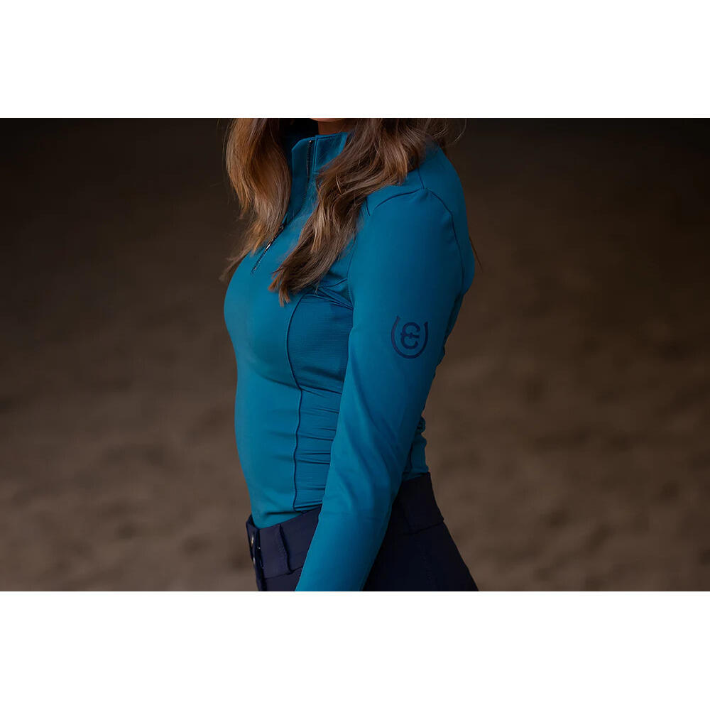 Reittrikot mit langen Ärmeln 1/2 Zip, Damen Equestrian Stockholm Vision 3/4