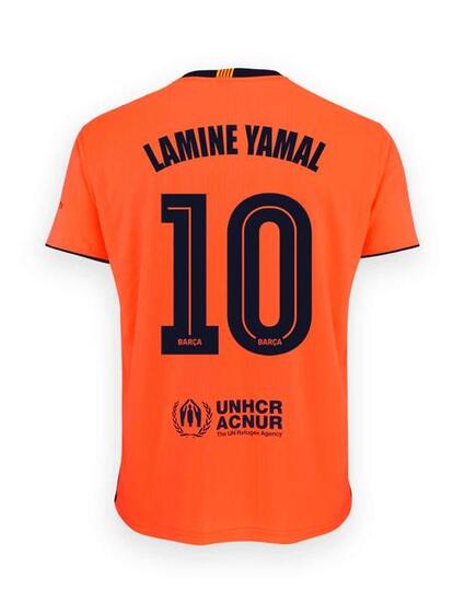 Maillot FC Barcelone Third 2025/26 Homme Lamine Yamal N°10 Orange