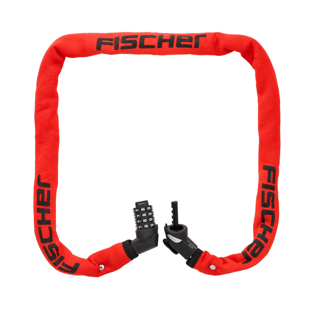 FISCHER Kettenschloss Neopren, 130 cm lang, 6 mm dick, Zahlenschloss rot 4/7