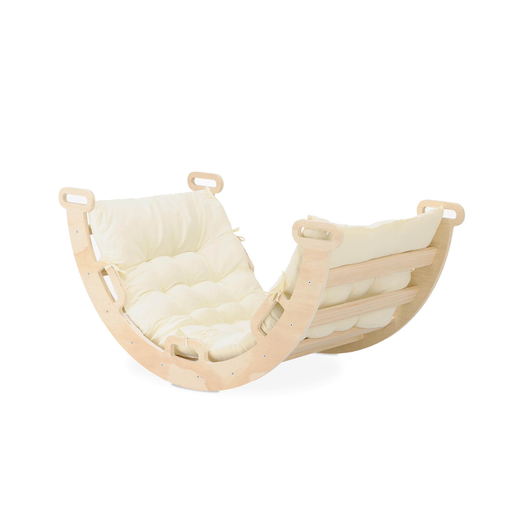 Triangle pliable avec arche d’escalade et toboggan - Avec coussin - Bois 7/7