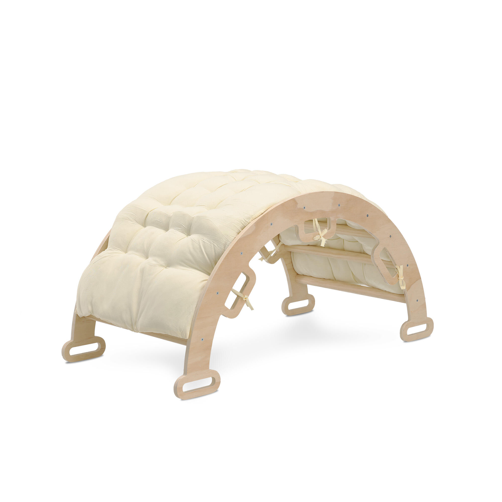 Triangle pliable avec arche d’escalade et toboggan - Avec coussin - Bois 4/7