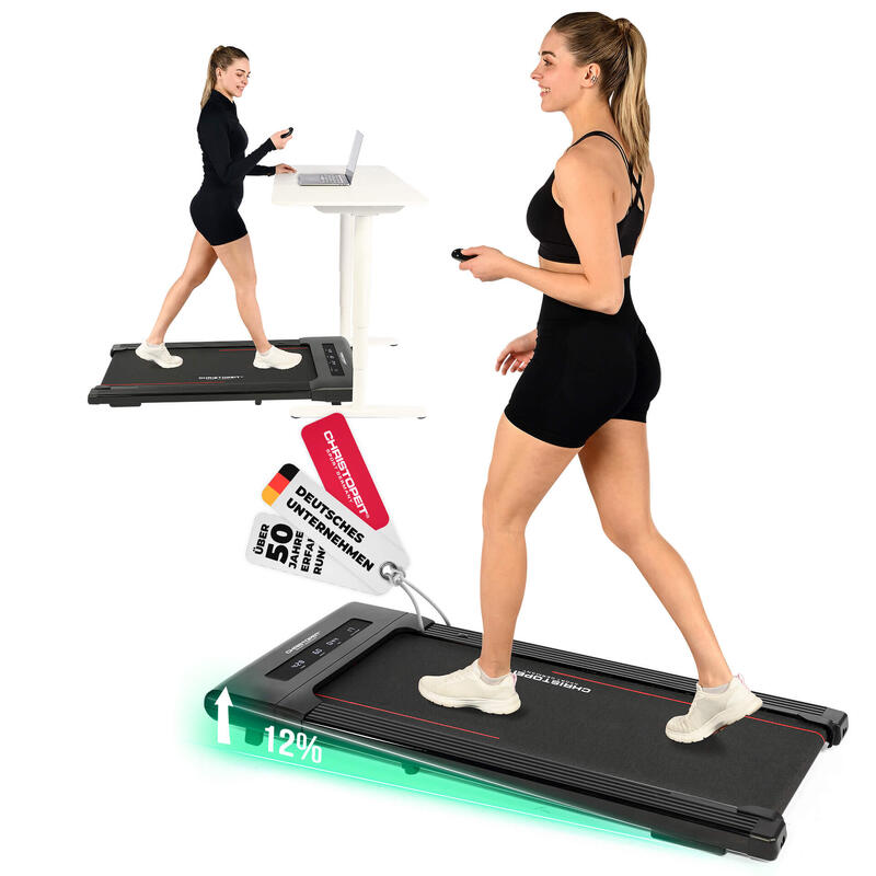MERACH Tapis Roulant Elettrico 9% Inclinazione Automatica, 3 in 1 Walking pad, 1-6km/h Tapis Roulant Salvaspazio, 2.5HP Treadmill Compattoe con Telecomando e LED per Casa/Ufficio, Max 120KG, App