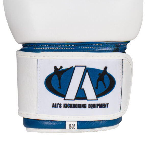 Gants de boxe Ali's Fightgear Legacy 14 oz Cuir véritable Bleu/Blanc 3/7