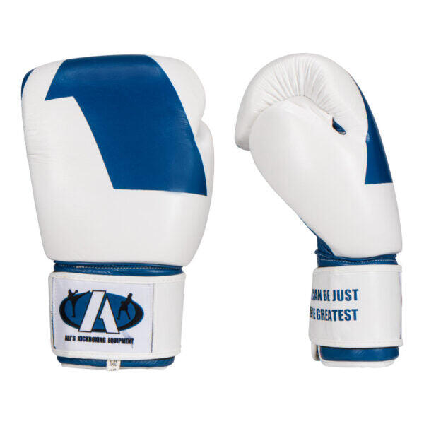 Gants de boxe Ali's Fightgear Legacy 14 oz Cuir véritable Bleu/Blanc 2/7