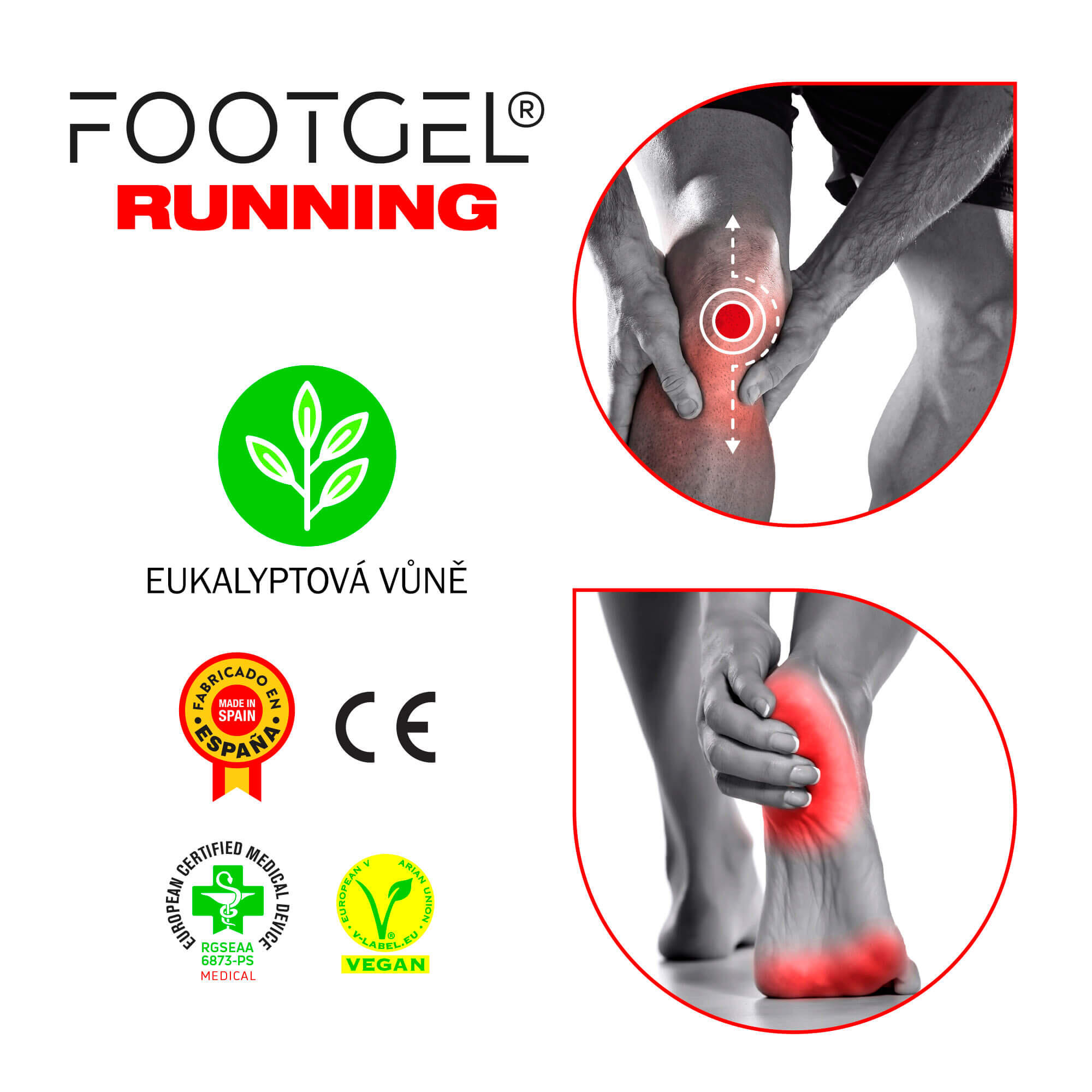 Plantillas Footgel Running Technical-aroma de eucalipto-Rojo 2/5