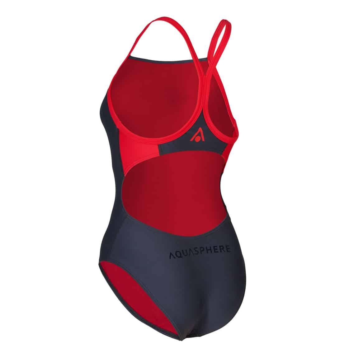 Maillot de bain Aquasphere Essential Fly Back Gris Foncé/Rouge 2/3