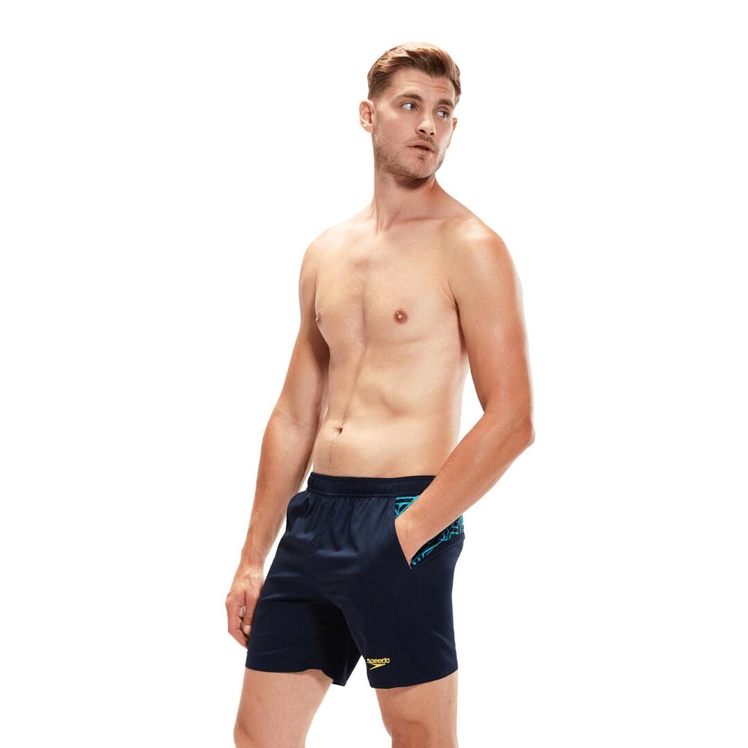 Speedo - Speedo Mens Sport Panel 16" Watershort True Navy/ Aquarium/ Chroma/ Spritz - Boardshort - Noir - 38 S - Decathlon