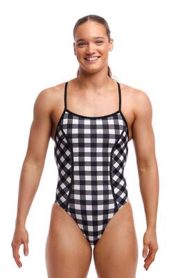 Funkita vrouwen badpak bond girl one piece check deck