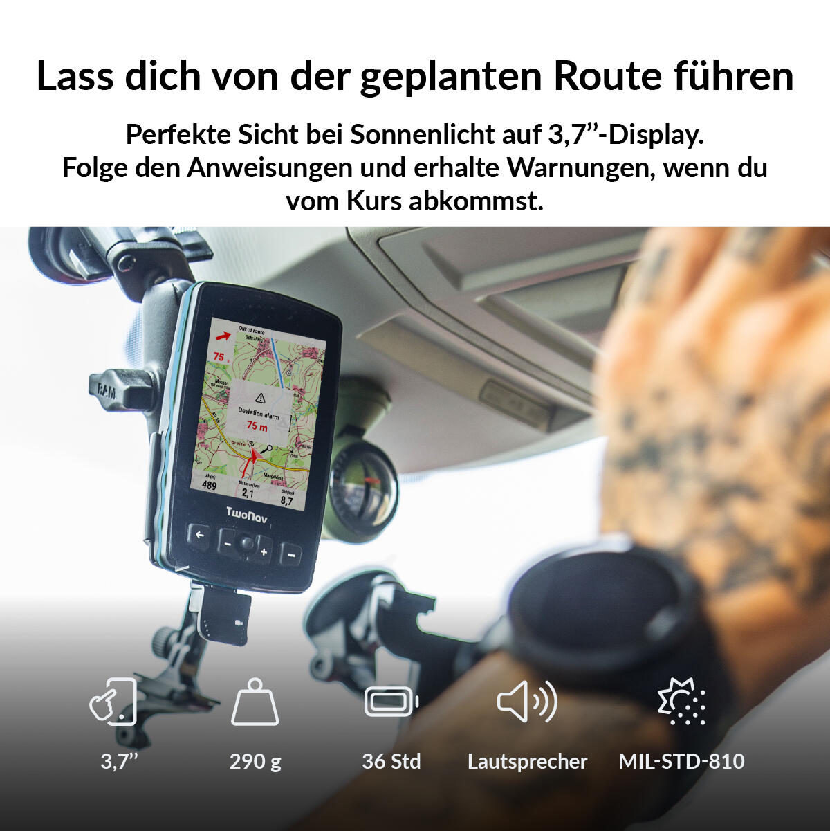 GPS Aventura 2 Plus Motor (128 GB) + Karte Deutschland BKG Topo 1:25000 TwoNav 5/7