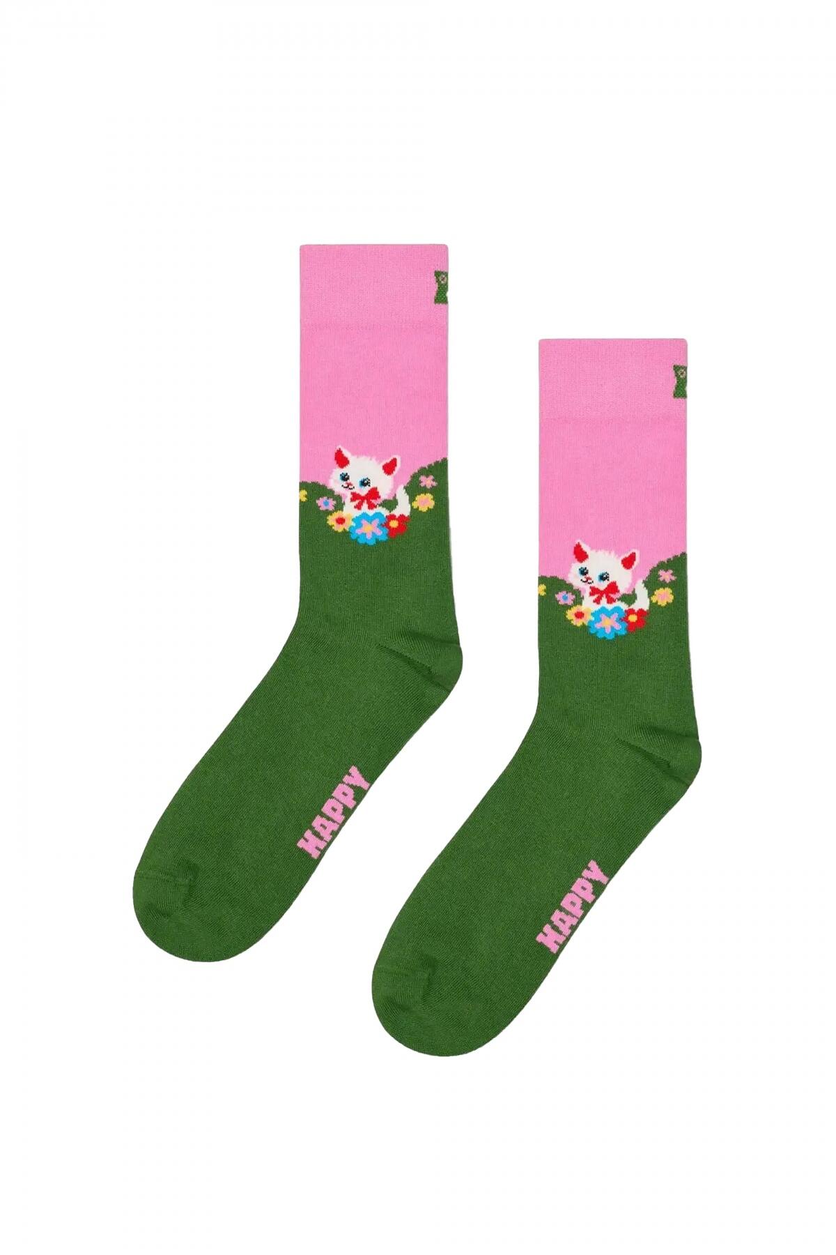 Chaussettes Chaussettes Happy Socks Kitten &amp; flowers-36/40 4/5