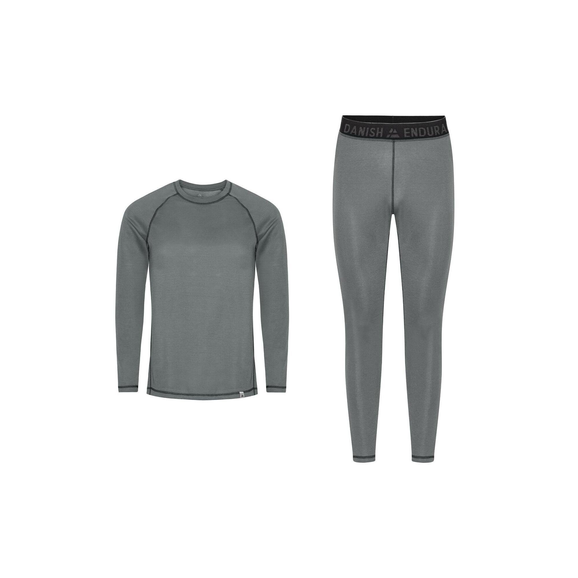 Danish Endurance - Ensemble Base Layer Unisexe 1 Pack Chaud Recyclé Haut Et Pantalon - Chemise Manches Longues - Gris - Decathlon