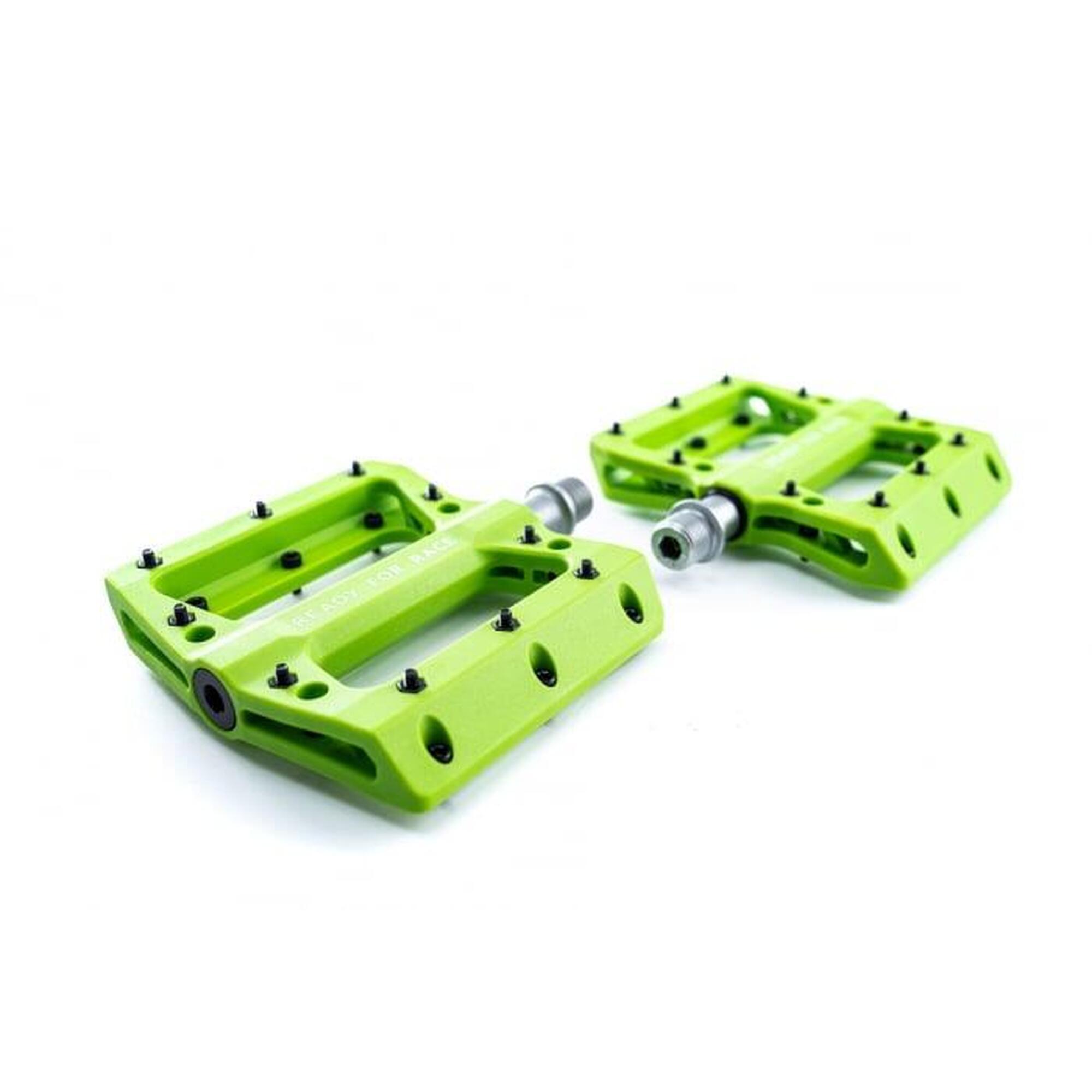 Pedale CUBE RFR FLAT ETP, platformă din termoplastic, pereche, verde