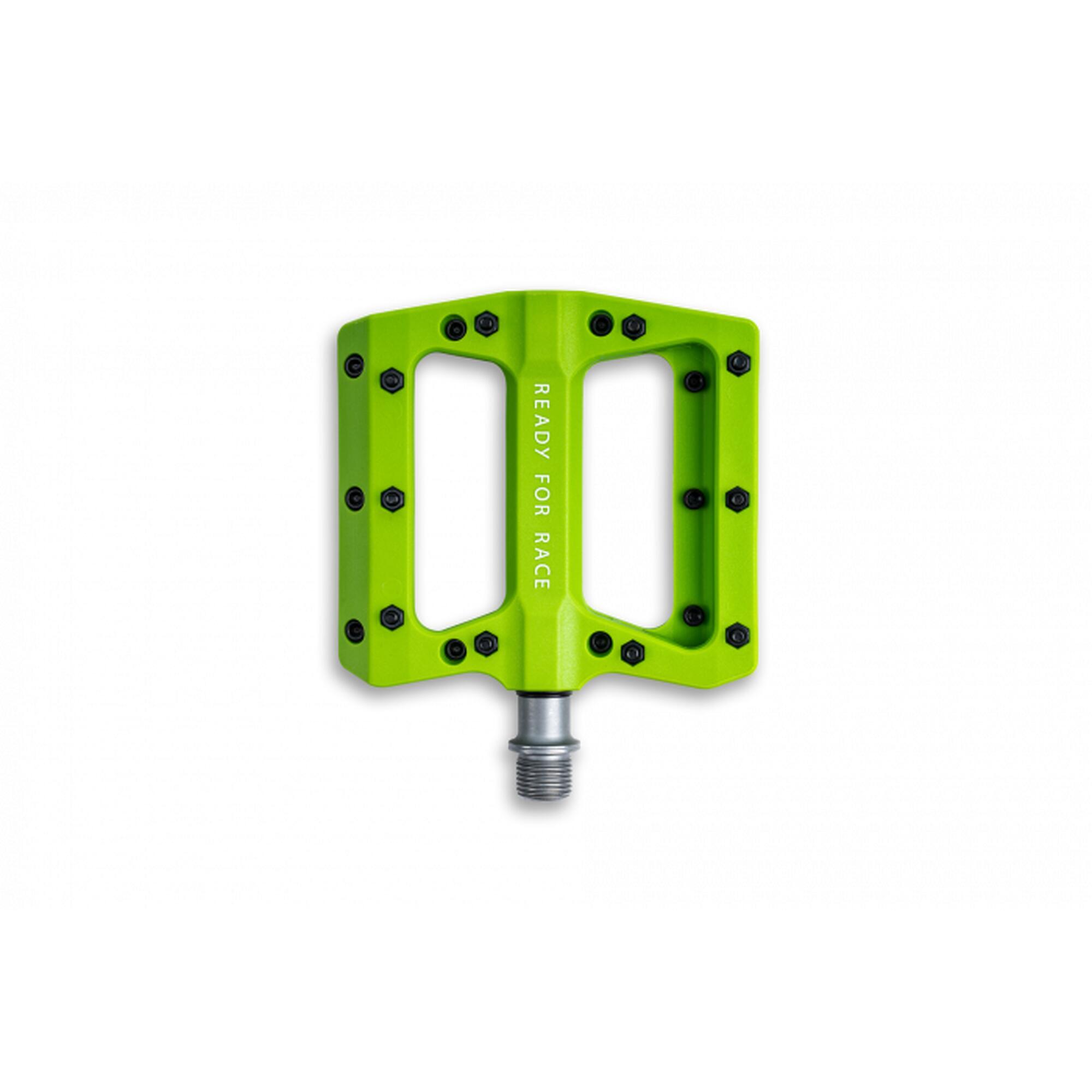 Pedale CUBE RFR FLAT ETP, platformă din termoplastic, pereche, verde
